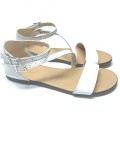 Sandale dama din piele White and Silver Anna, 35 - 41, Alb