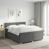 Cumpara ieftin Pat boxspring cu saltea Gri inchis 160 x 200 cm Tesatura