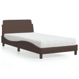 Pat Maro 100x200 cm cu Saltea din Piele Ecologică vidaXL, Cadru Metalic, Somn Odihnitor, Design Modern