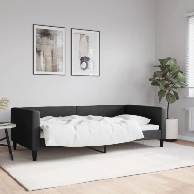 vidaXL Cadru de pat, negru, 100 x 200 cm, material textil foto