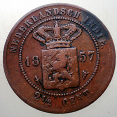E.060 INDIILE OLANDEZE NETHERLANDS EAST INDIES 2 1/2 CENTS 1857