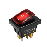 Intrerupator rocker basculant ON-OFF-ON FL3-KCD4-0321-23, 6pini, 250VAC, 15A, 30x22mm, LED rosu, IP65