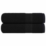 VidaXL Prosoape de duș 2 buc Negru 70x140 cm 360 g/m&sup2; 100% bumbac