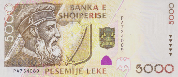 Bancnota Albania 5.000 Leke 2001 (2004) - P70 UNC ( RARA )