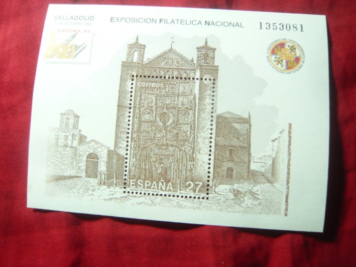 Bloc Spania 1992 - Expozitia Filatelica Exfilna &#039;92