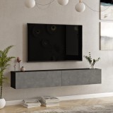 Comoda TV Lapinlahti 29,5x180x31,5cm negru/efect beton [en.casa] HausGarden Leisure