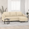 VidaXL Canapea cu 3 locuri cu taburet, crem, 180 cm, material textil