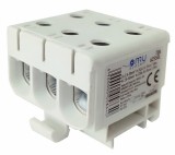 Clema terminala conexiune 1 pol gri Cu-Al 6 gauri 2.5-50mm &sup2;, , , , , , , montare pe sina DIN 35mm 220A (Al) 245A ( Cu) cu surub imbus, Omu System