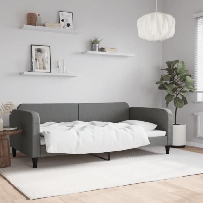 vidaXL Cadru de pat, gri &icirc;nchis, 100 x 200 cm, material textil