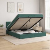 Cumpara ieftin Pat Ottoman cu Saltea si LED Verde inchis 140 x 190 cm Catifea