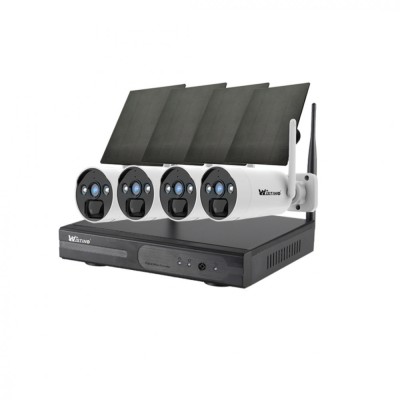 Sistem de Supraveghere cu 4 Camere Profesional CCTV cu Incarcare Solara, HD 4MP Wireless NVR IR 30m foto