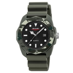 Ceas Barbati SKMEI 2393 Verde-Camuflaj , Curea din Silicon, Design Sport, Rezistent la Apa 5ATM