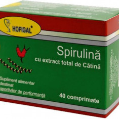 Spirulina cu extract total de catina, 40 comprimate, Hofigal