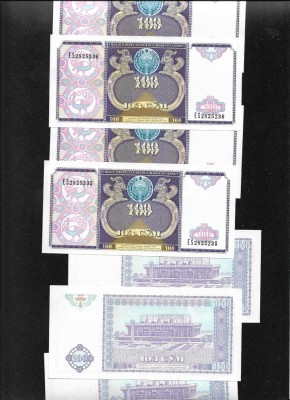 Uzbekistan 100 sum 1994 unc pret pe bucata foto