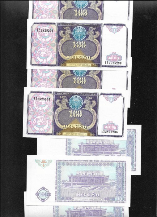 Uzbekistan 100 sum 1994 unc pret pe bucata