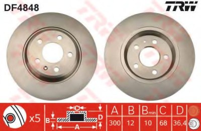 Disc frana AUDI A6 Avant (4G5, C7, 4GD) (2011 - 2016) TRW DF4848 foto