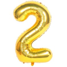 Balon aniversare folie Ropet, Auriu, cifra 2, 100 cm