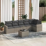vidaXL Set canapele de grădină, 7 piese, cu perne, gri, poliratan 3251337
