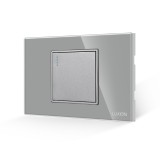 Cumpara ieftin Intrerupator simplu mecanic Luxion cu rama din sticla gri, standard italian 2/3M