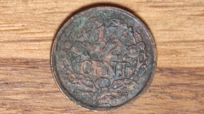 Olanda - moneda de colectie raruta - 1/2 cent 1938 - patinata, detalii perfecte! foto