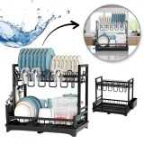 Scurgator de vase si tacamuri modern, cu doua niveluri, metal negru, 42x30x38cm, JollyMag, SU06CZ