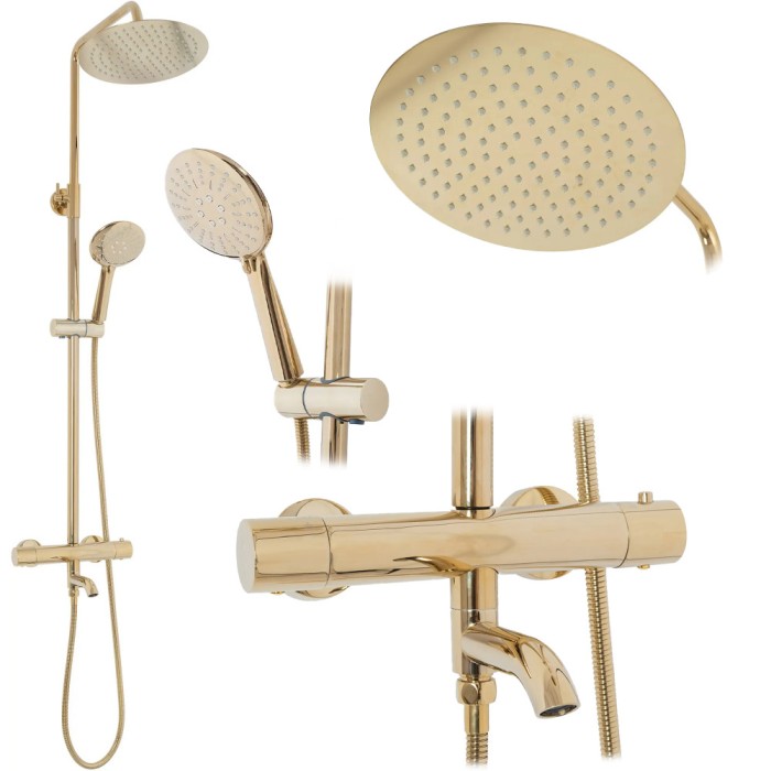 Set de dus cu termostat Lungo Gold Auriu