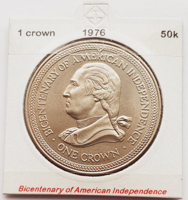 1875 Insula Man 1 crown 1976 Elizabeth II (American Independence) km 37 foto