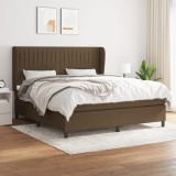 Cumpara ieftin Pat box spring cu saltea, maro &icirc;nchis, 160x200 cm, textil