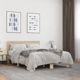 VidaXL Cadru de pat, stejar sonoma, 140x190cm, lemn prelucrat și metal