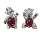 DOUA FIGURINE DECORATIVE DIN RĂȘINĂ LAMINATE CU ARGINT ȘI STICLĂ MURANO