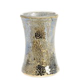 Vaza mozaic din sticla cu nuante aurii si argintii 20 cm