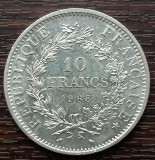 (A376) MONEDA DIN ARGINT FRANTA - 10 FRANCS FRANCI 1968, HERCULES, 25 GRAME, ARGINT 900