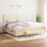 Cumpara ieftin Pat box spring cu saltea, crem, 200x200 cm, textil