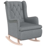 Fotoliu picioare balansoar din lemn de hevea gri deschis textil