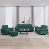 vidaXL Set de canapele cu perne, 4 piese, verde &icirc;nchis, catifea