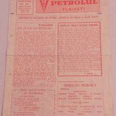 Program (vechi) meci fotbal PETROLUL Ploiesti-SC BACAU (12.09.1971)
