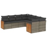 Cumpara ieftin Set canapele de gradina cu perne, 8 piese, gri, poliratan