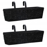 Cumpara ieftin Jardiniere, 2 buc., negru, zambilă de apă