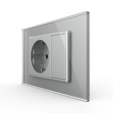 Cumpara ieftin Priza simpla cu blank Livolo cu rama din sticla 3M, standard Italian, Serie noua