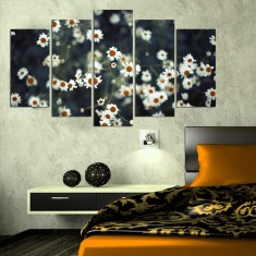 Tablou MDF ( 5 buc ) musetel, Multicolor, 60x110 cm foto