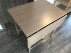 Masa din lemn extensibila Ikea INGATORP culoare gri-maro (65/123x78 cm) foto