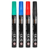 Marker gros pentru constructii, 4 culori, permanent, rezistent la apa, lac, aluminiu, 4 buc. NEO TOOLS 13-851 HardWork ToolsRange