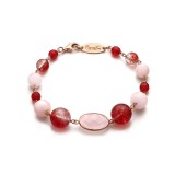 Cumpara ieftin Brățară damă, Sunshine, cuarț roșu, jad roz, Argint 925 placat aur roz, reglabilă, 18-24cm, handmade Italia, cutie cadou