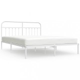 Cumpara ieftin Cadru de pat metalic cu tablie, alb, 183x213 cm