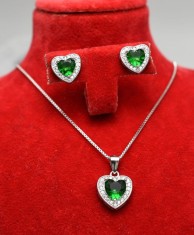 Set Cercei si Lantisor Din Argint S925 Smarald Verde Set394A foto