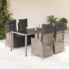 VidaXL Set mobilier de grădină cu perne, 5 piese, gri, poliratan