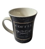 Cana, 300 ml, Negru cu decor Coffee