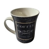 Cana, 300 ml, Negru cu decor Coffee