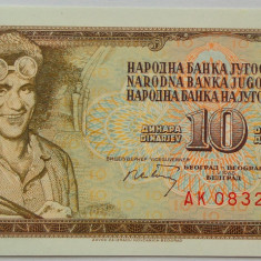 BANCNOTA 10 DINARI / DINARA - RSF YUGOSLAVIA, anul 1968 *cod 849 = UNC