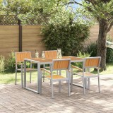 Cumpara ieftin Set de masa pentru gradina 5 buc. Gri Lemn Solid de Acacia